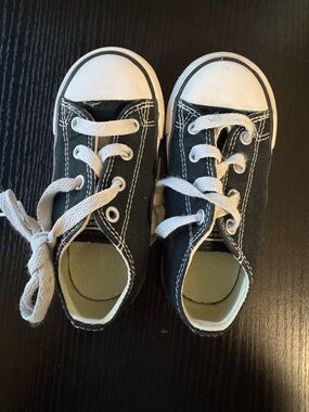 Converse Kids Black Canvas Sneakers with White Toe Caps